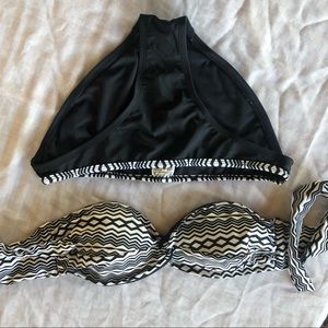 Black/white top Black bottoms bikini